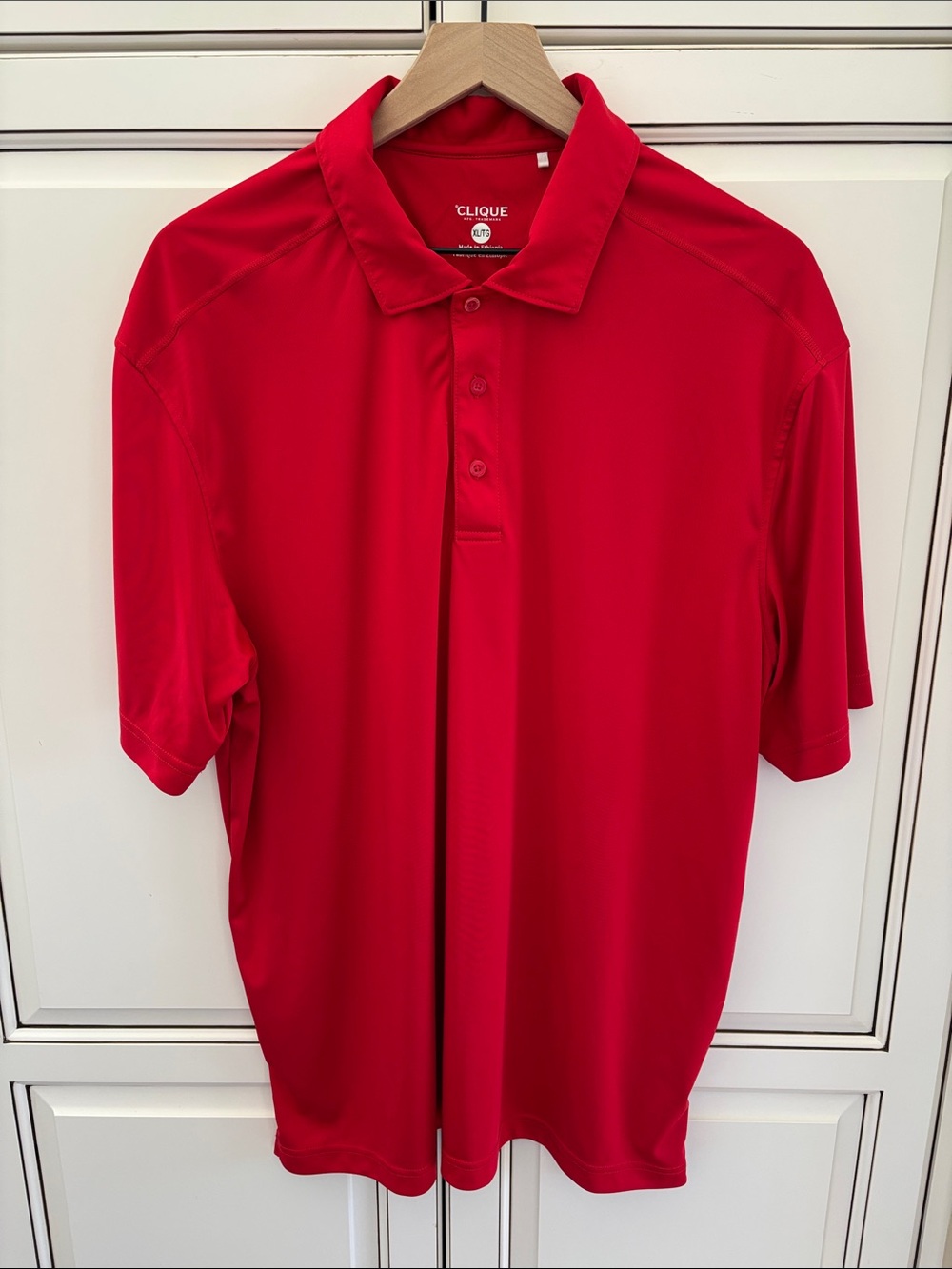 Clique Red Golf Polo Shirt Short Sleeve 100% Polyester Mens XL